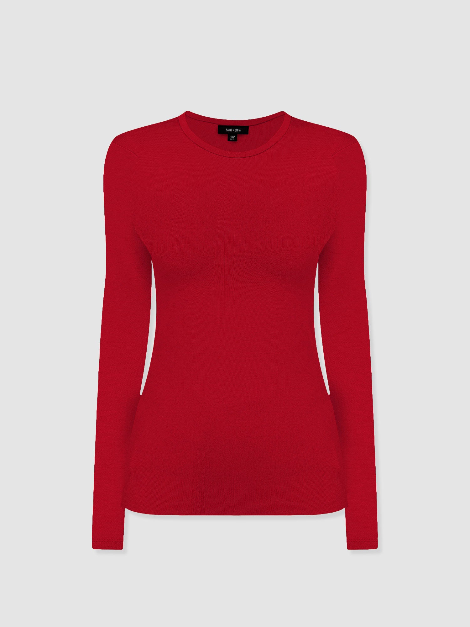 Ribbed Long Sleeve Tee - Deep Red - Women's T-shirts | Saint + Sofia® USA